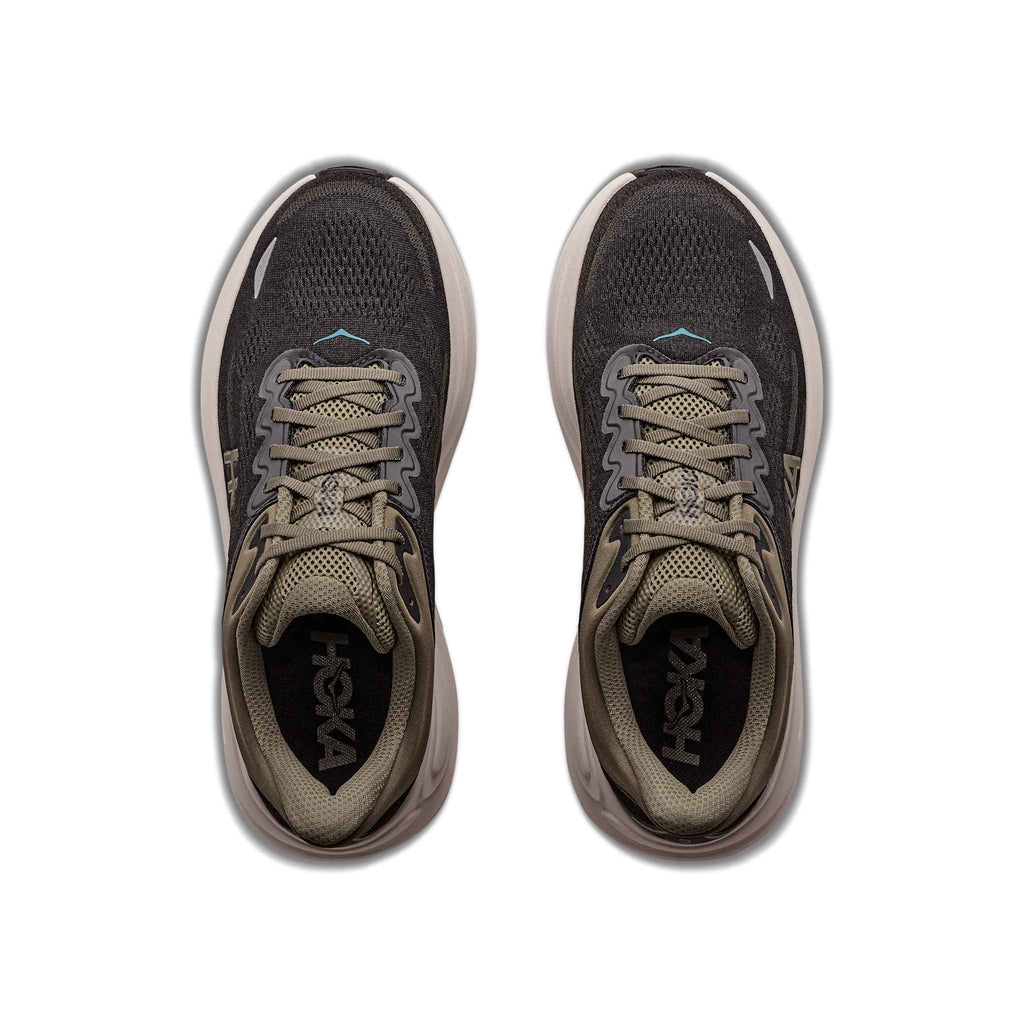 Hoka Men's Bondi 9 BKRV Black/RiverRockGrey pair angle