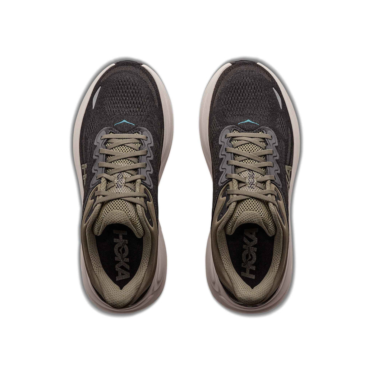 Hoka Men's Bondi 9 BKRV Black/RiverRockGrey pair angle