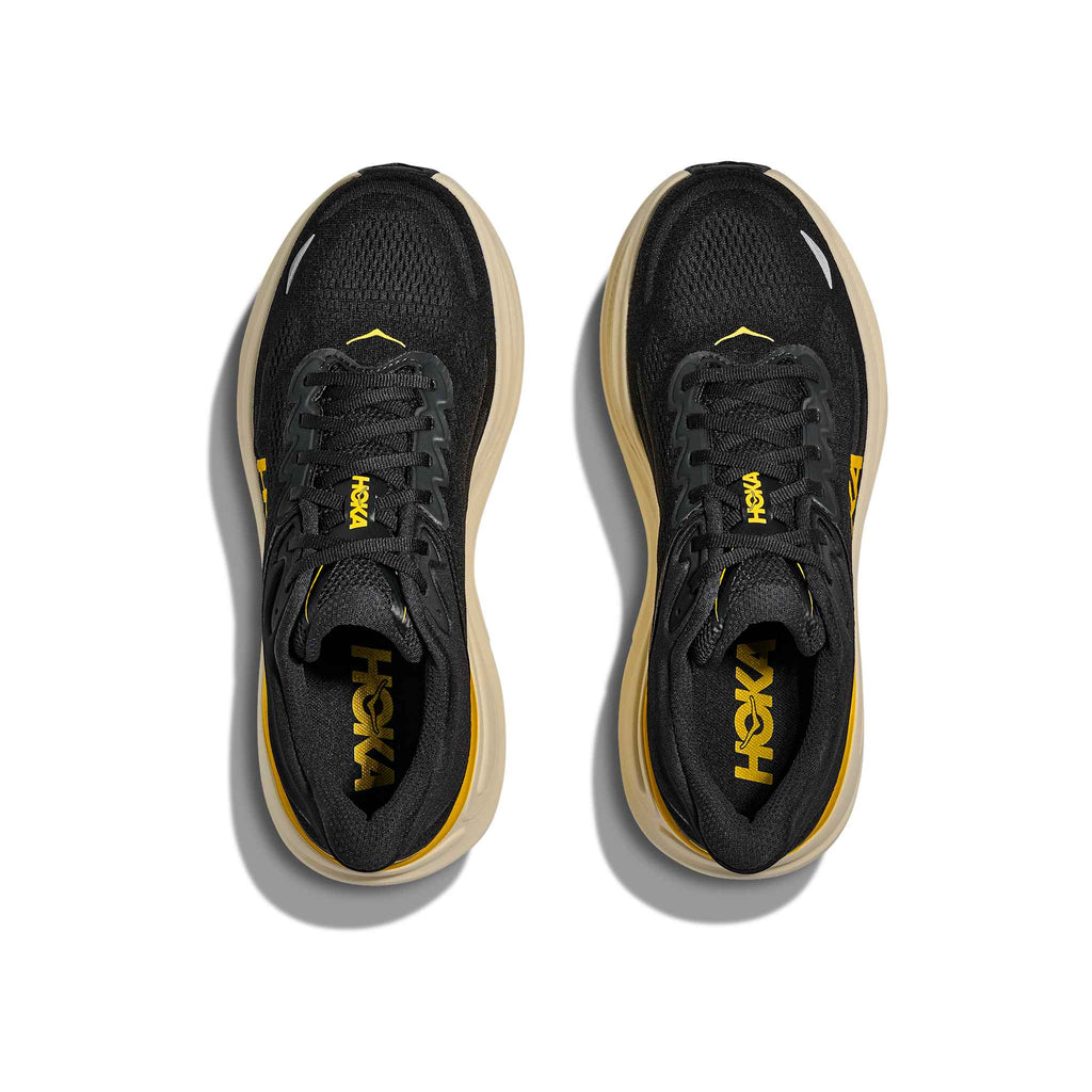Hoka Men's Bondi 9 CWG CarbonBlack/YellowGold pair angle