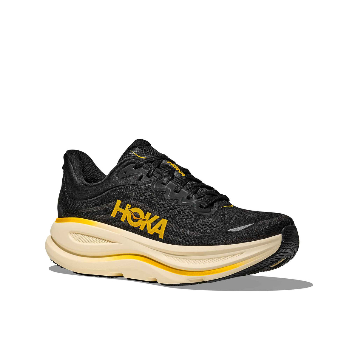 Hoka Men's Bondi 9 CWG CarbonBlack/YellowGold outsole