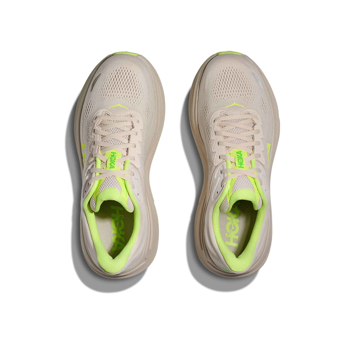 Hoka Men's Bondi 9 GYZ Grout/NeonYuzu pair angle