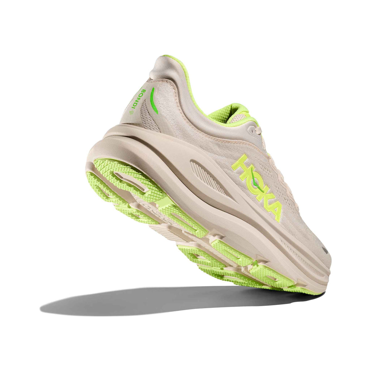 Hoka Men's Bondi 9 GYZ Grout/NeonYuzu heel