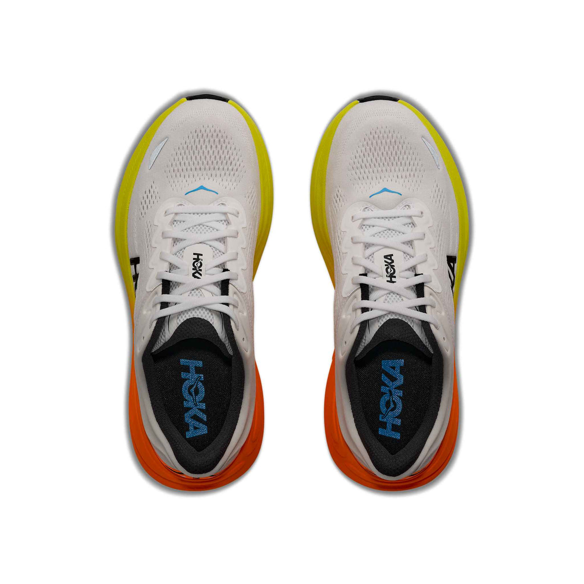 Hoka Men's Bondi 9 WNG White/NeonTangerine pair angle