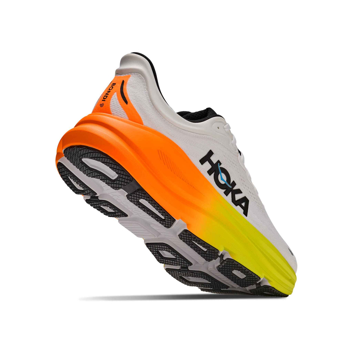 Hoka Men's Bondi 9 WNG White/NeonTangerine heel