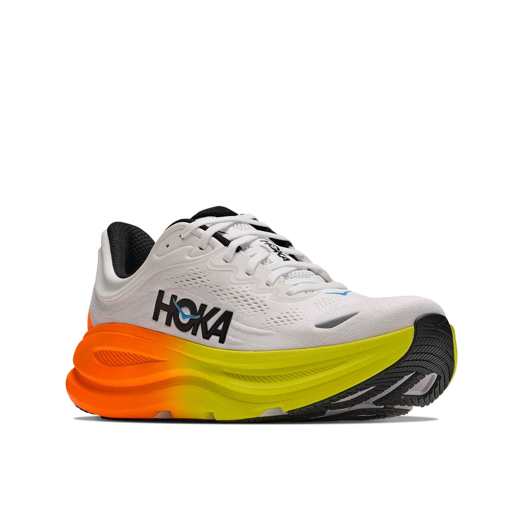 Hoka Men's Bondi 9 WNG White/NeonTangerine outsole