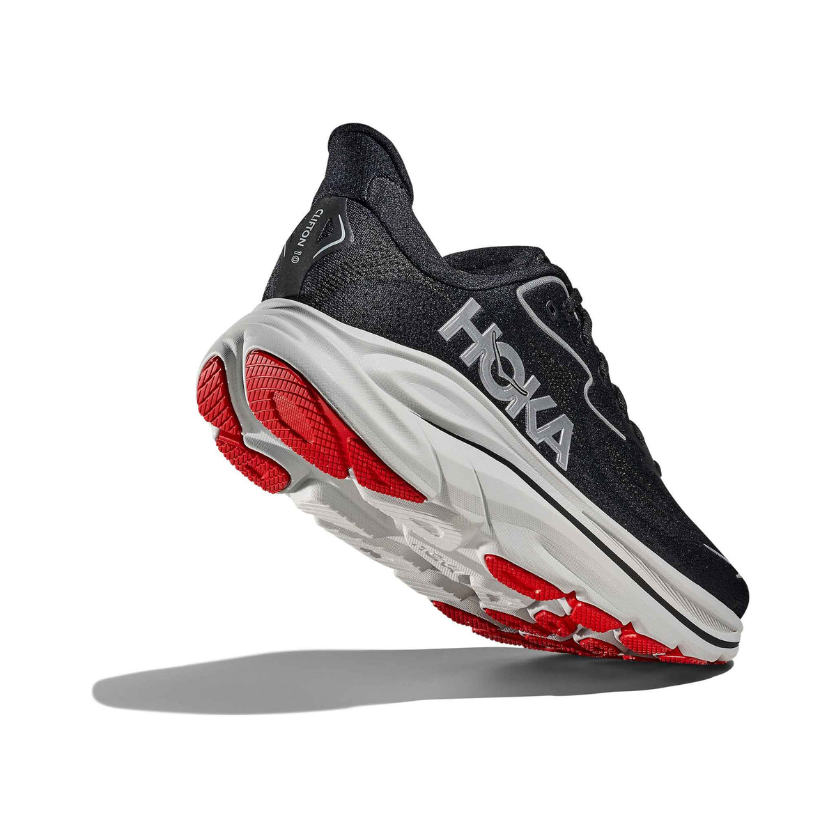 Hoka Men's Clifton 10 BKSV Black/Silver heel