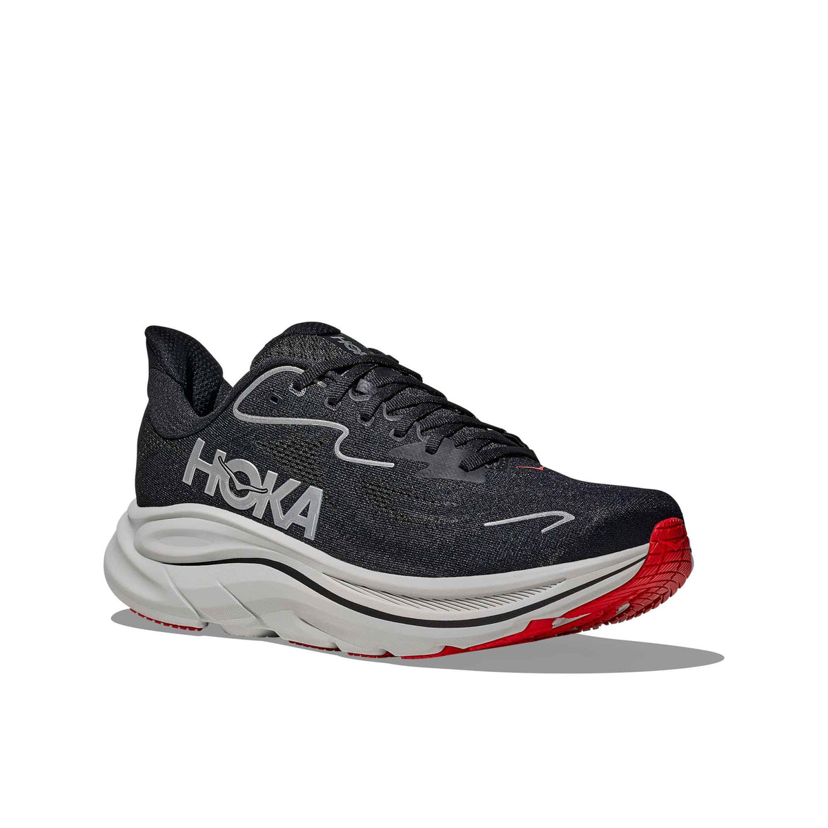 Hoka Men's Clifton 10 BKSV Black/Silver outsole