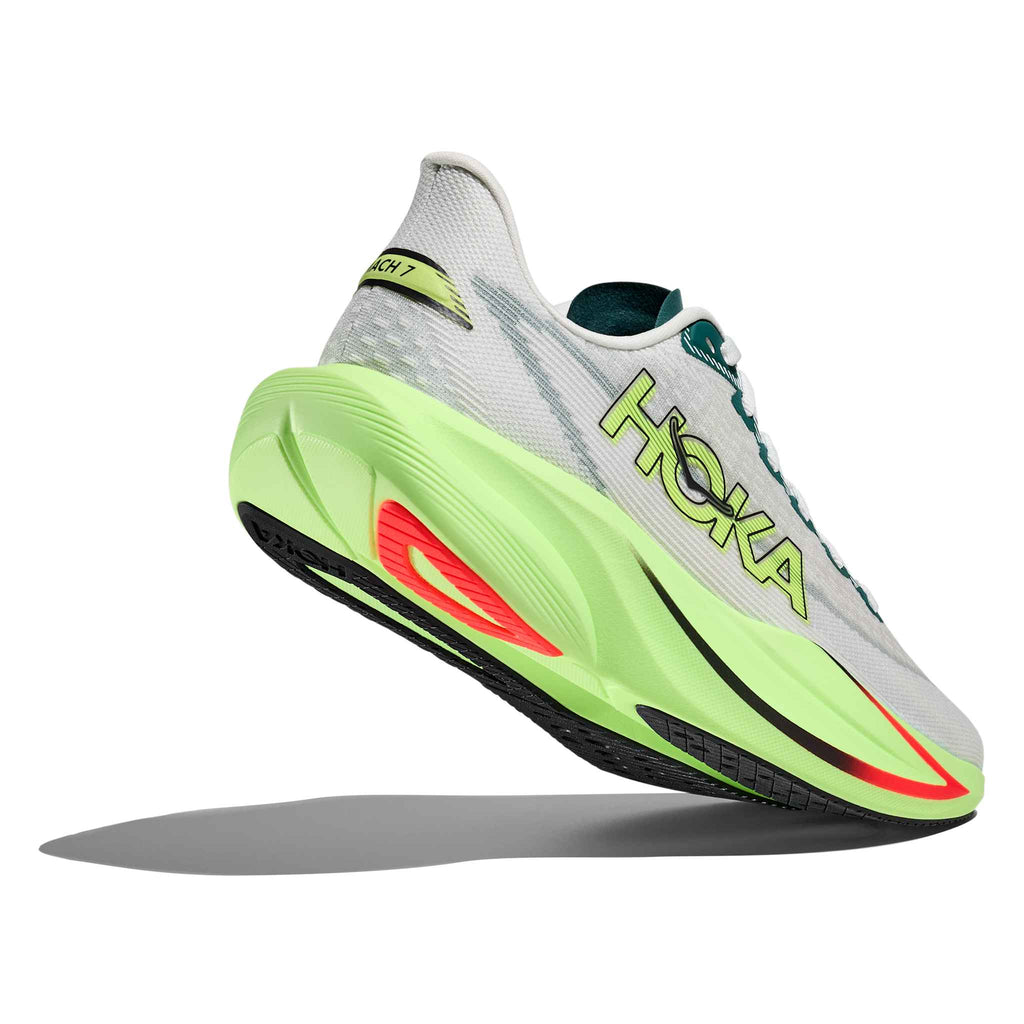 Hoka Men's Mach 7 FYZ Frost/NeonYuzu heel