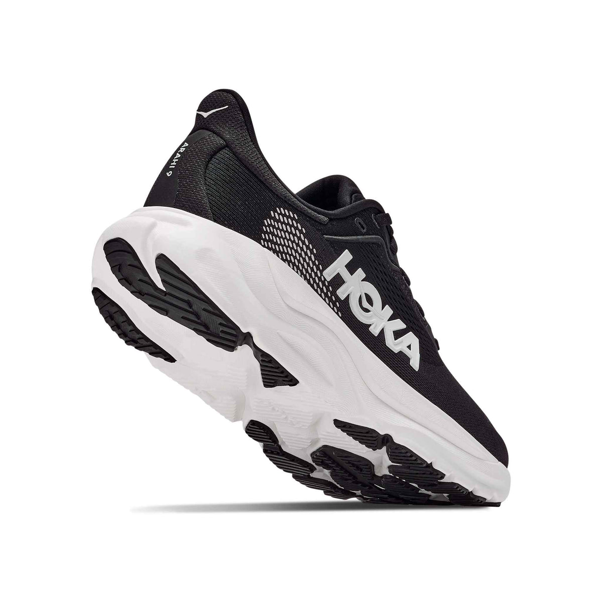Hoka Women's Arahi 9 BWHT Black/White heel