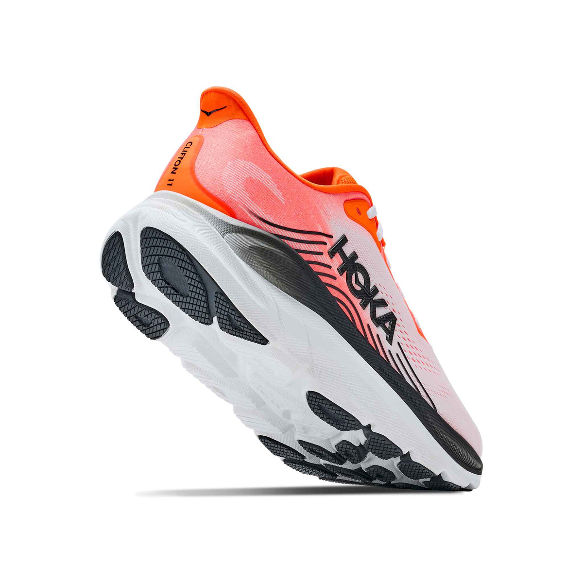 Hoka Men's Clifton 11 NNTN NeonTangerine/Frost heel