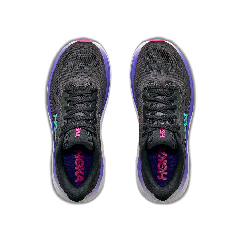 Hoka Women's Clifton 11 BNNN Black/NeonNebula pair angle