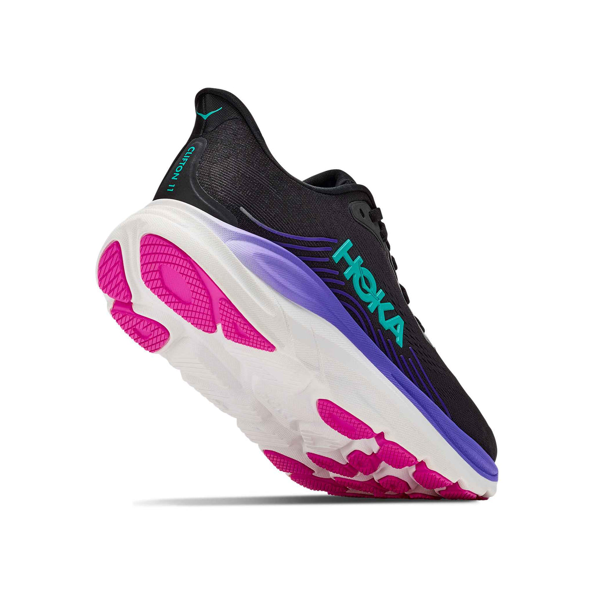 Hoka Women's Clifton 11 BNNN Black/NeonNebula heel