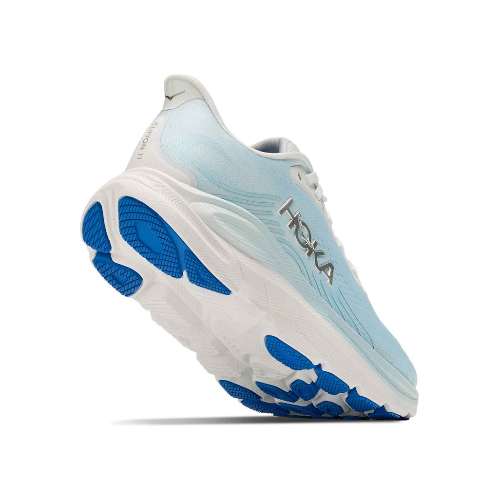 Hoka Women's Clifton 11 FMM Frost/GlimmeringBlue heel