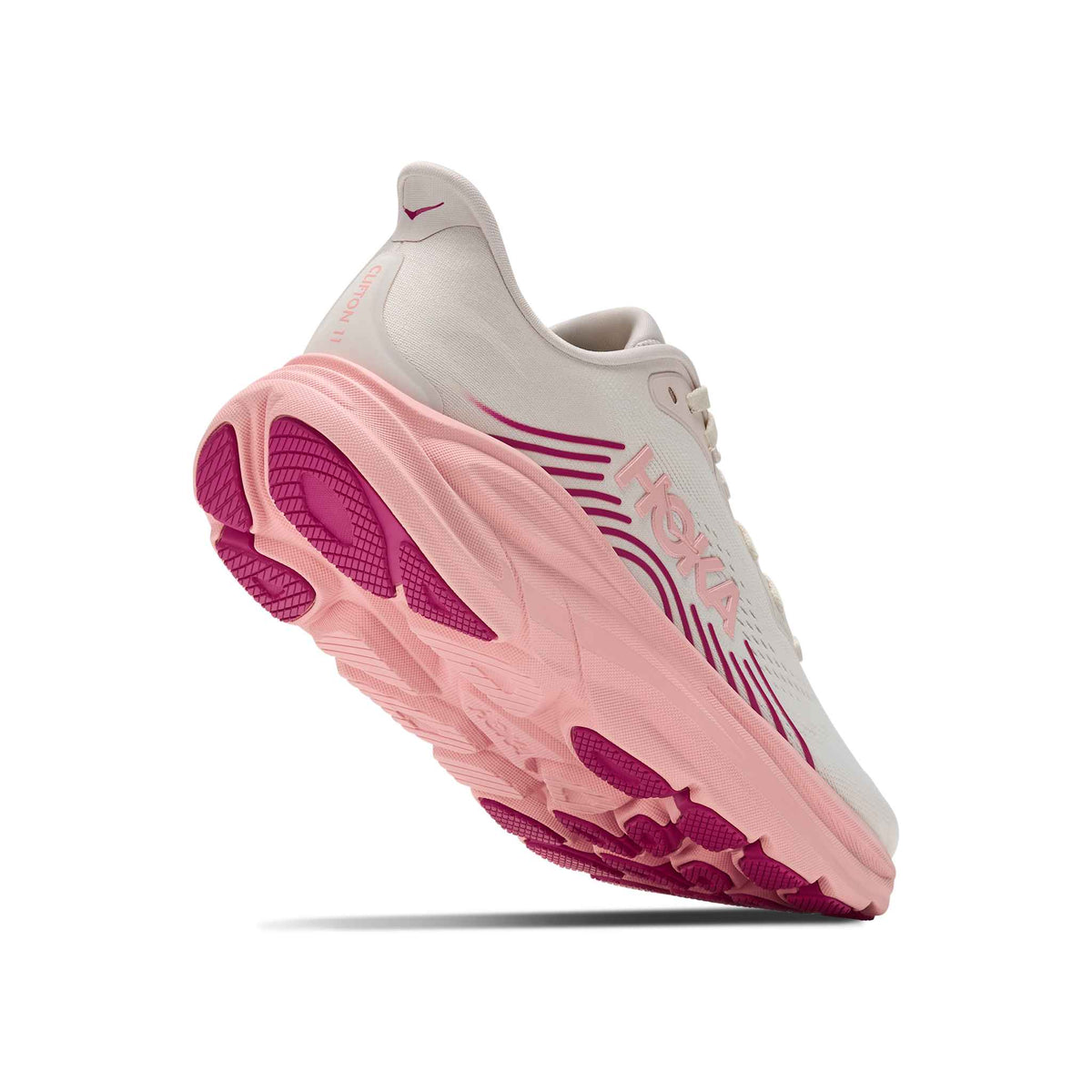 Hoka Women's Clifton 11 RWY RoseCream/DewyPink heel