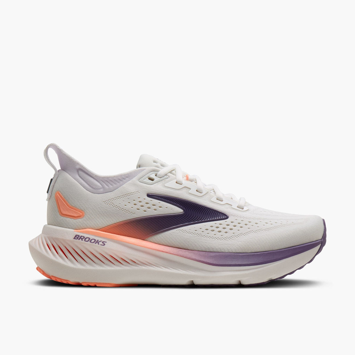 Brooks Women's Glycerin 23 174 White/MulledGrape/Clear lateral