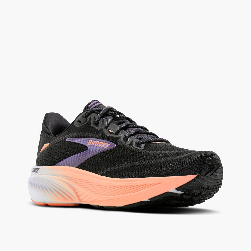 Brooks Women's Ghost 18 080 Black/MulledGrape/Peach pair angle