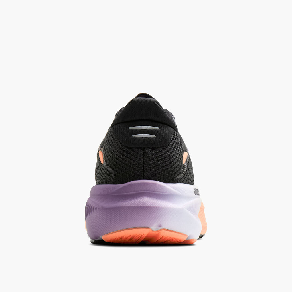 Brooks Women's Ghost 18 080 Black/MulledGrape/Peach heel