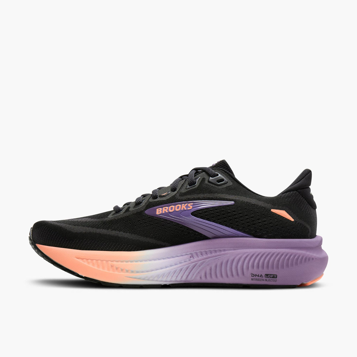 Brooks Women's Ghost 18 080 Black/MulledGrape/Peach medial