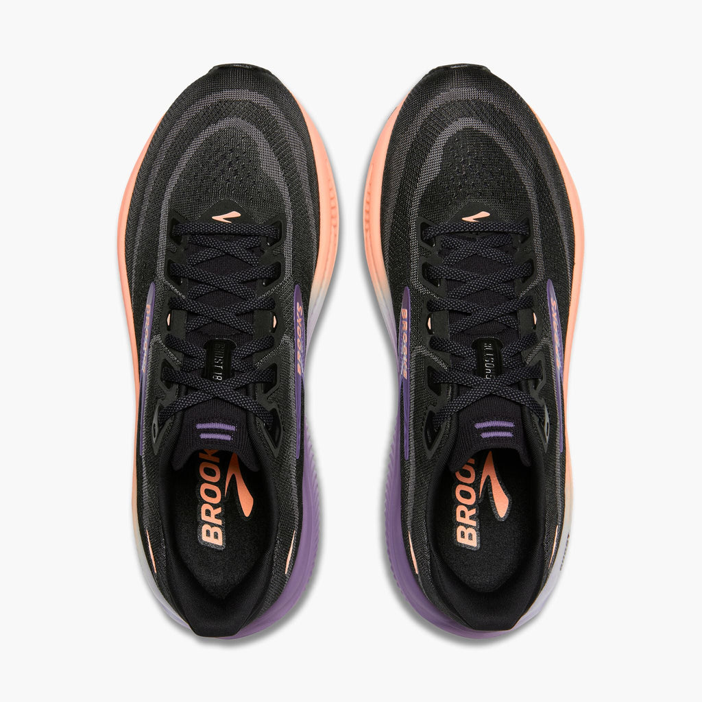 Brooks Women's Ghost 18 080 Black/MulledGrape/Peach top