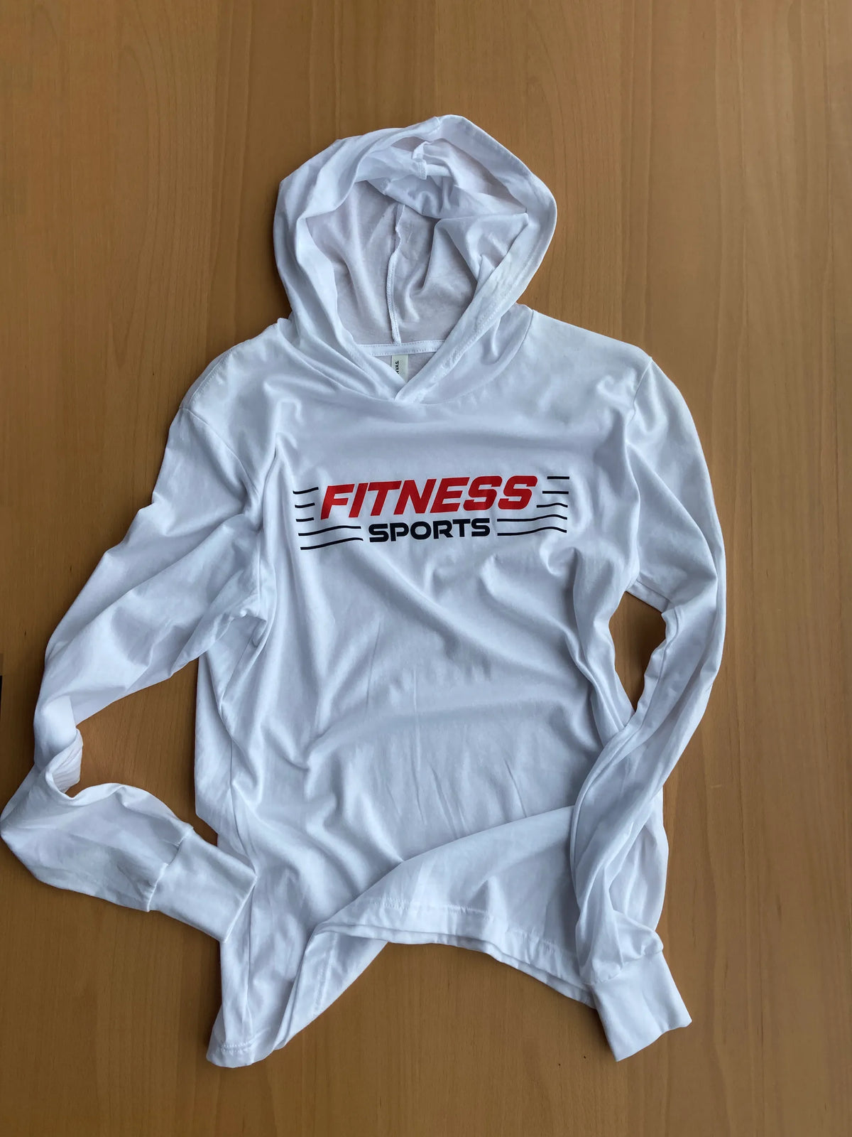 Fitness Sports FS Long Sleeve White Hoodie White/Red