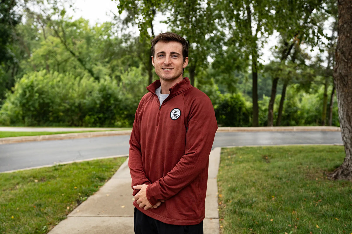 Fitness Sports Men's Waffle Quarter Zip Russet Brown
