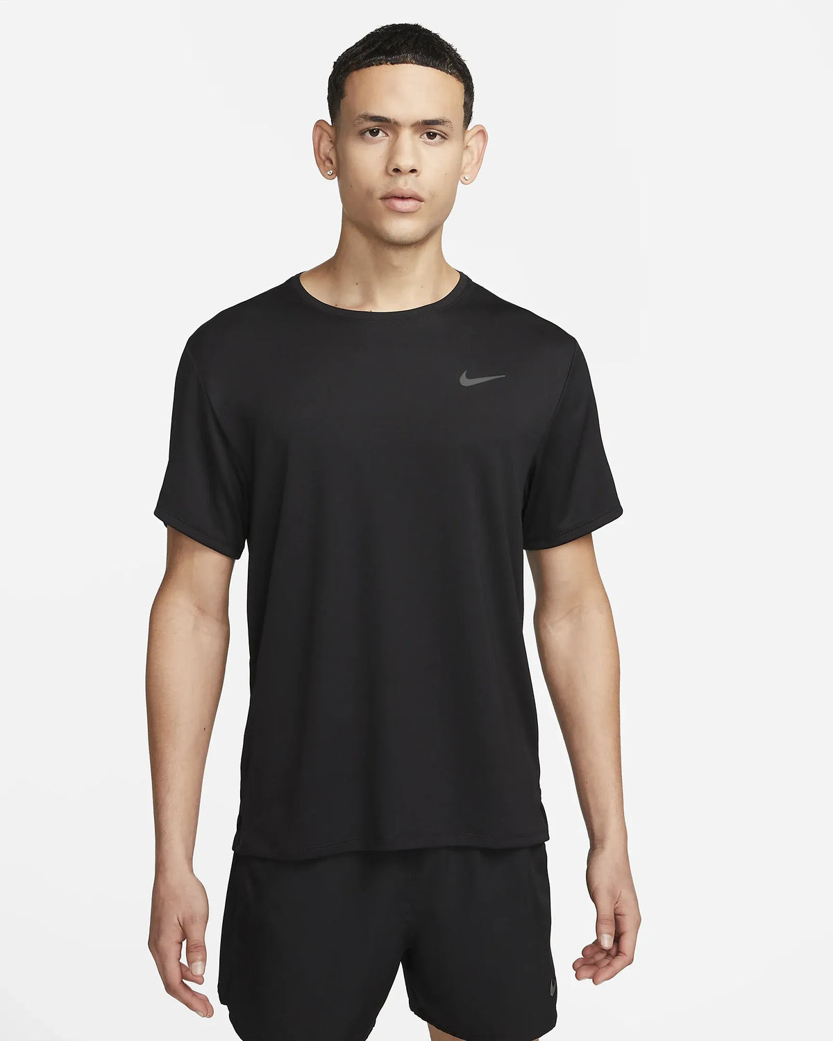 Nike Men's Dri-FIT UV Miler Short-Sleeve Running Top 010 Black/Reflective Silver