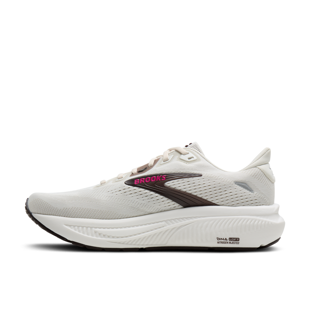 Brooks Women's Ghost 18 107 Coconut/Coffee/Fuchsia medial