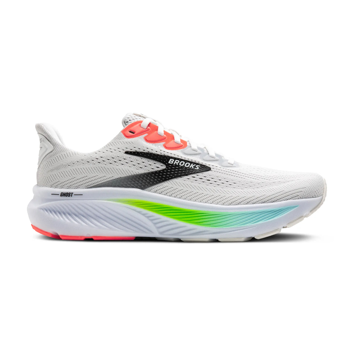 Brooks Men's Ghost 17 112 White/PinkClay/Gecko