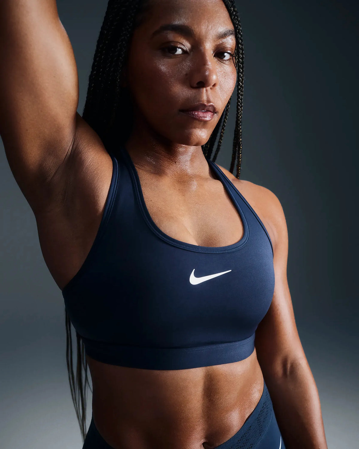 Nike Nike Women's Swoosh Medium Support Padded Sports Bra 478 ARMORY NAVY/WHITE