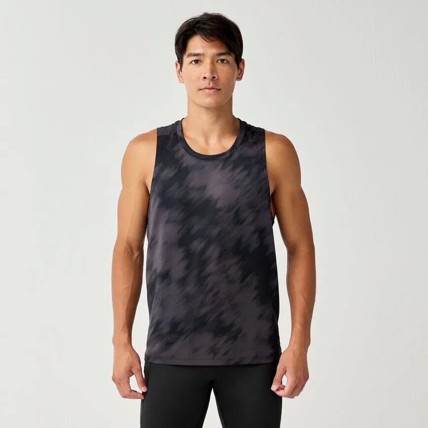 Brooks Men's Dash Singlet Printed Metablur Black