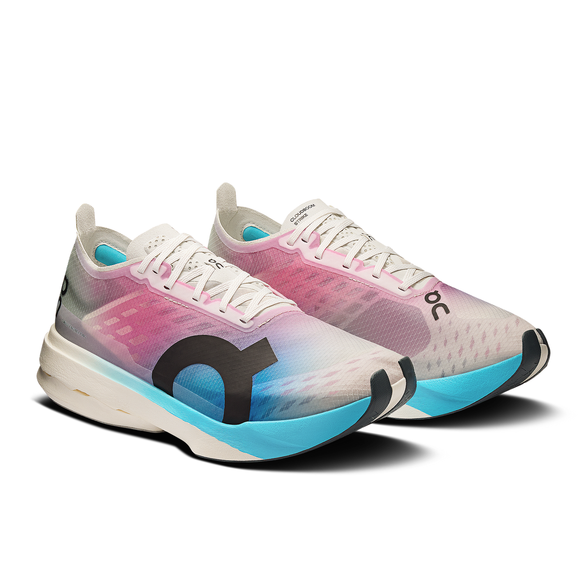 On Running Women's Cloudboom Strike 3195 White/Horizon pair angle