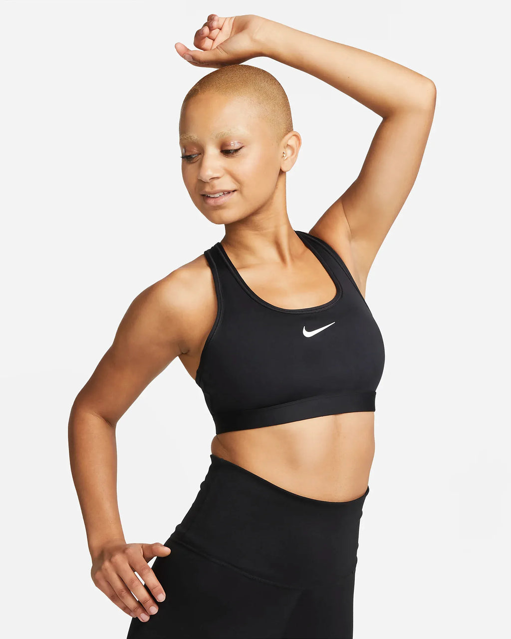 Nike Women's Swoosh Medium Support Padded Sports Bra 010 Black/White
