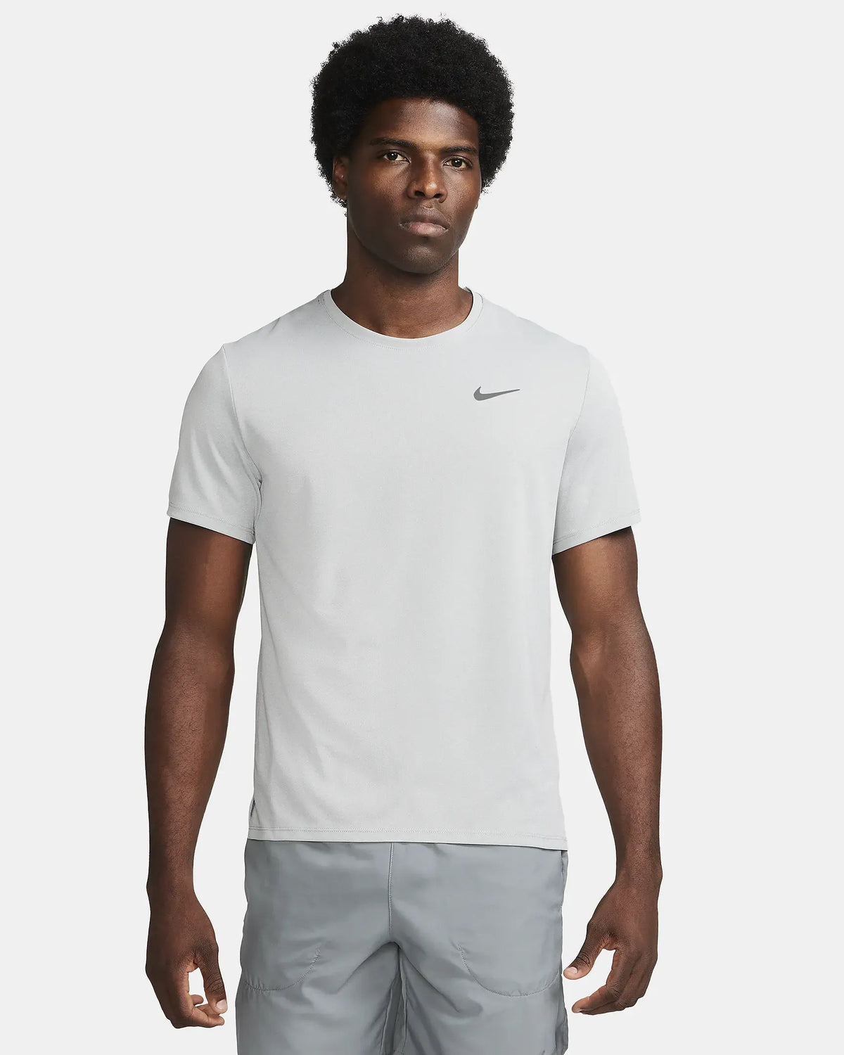 Nike Men's Dri-FIT UV Miler Short-Sleeve Running Top 098 Grey Fog/Particle Grey/Reflective Silver