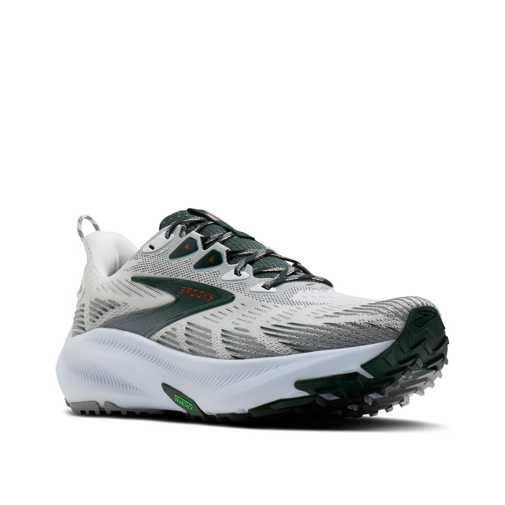 Brooks Men's Ghost Trail 186 White/Grey/Green pair angle