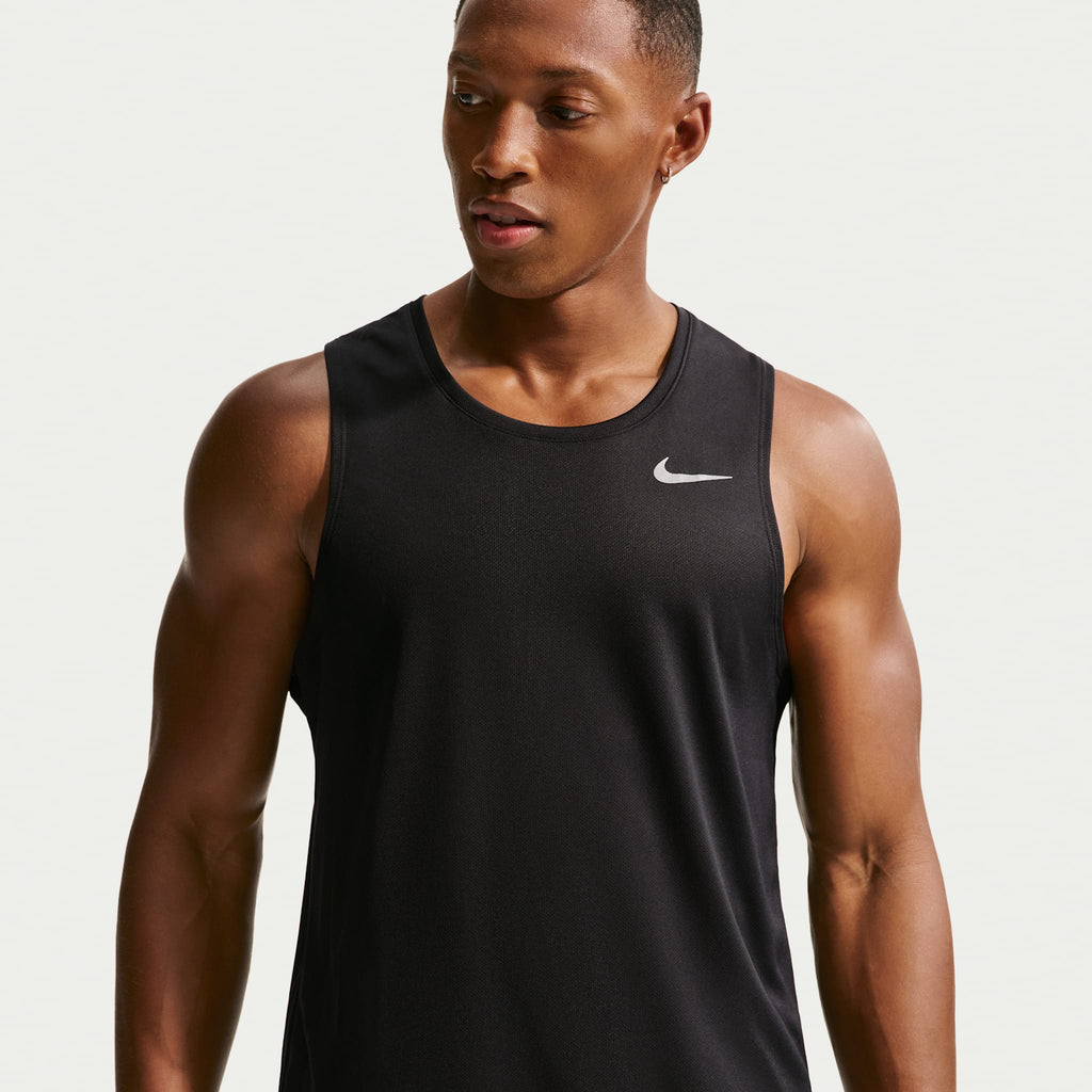 Nike Men's Dri-FIT Miler Running Tank 010 Black/Reflective Silver lateral