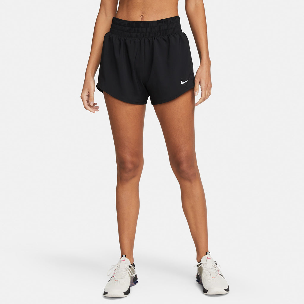 Nike Women's Dri-Fit Mid-Rise 3" Brief-Lined Shorts 010 Black/Reflective Silver lateral
