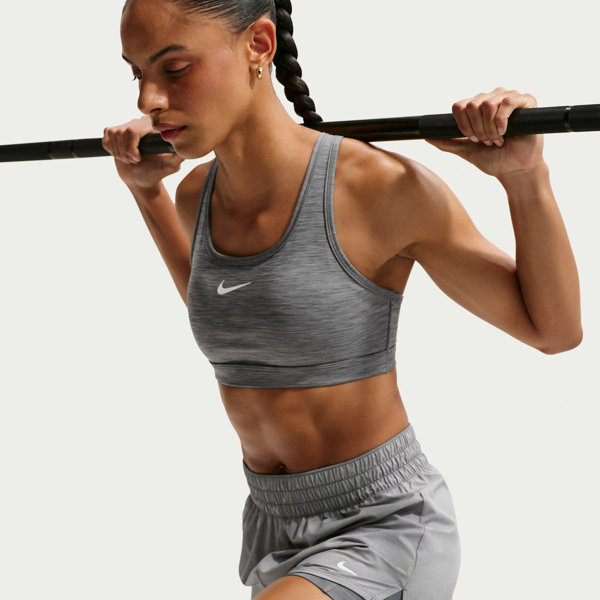 Women's Swoosh Medium Support Padded Sports Bra 086 SmokeGrey/Pure/White medial