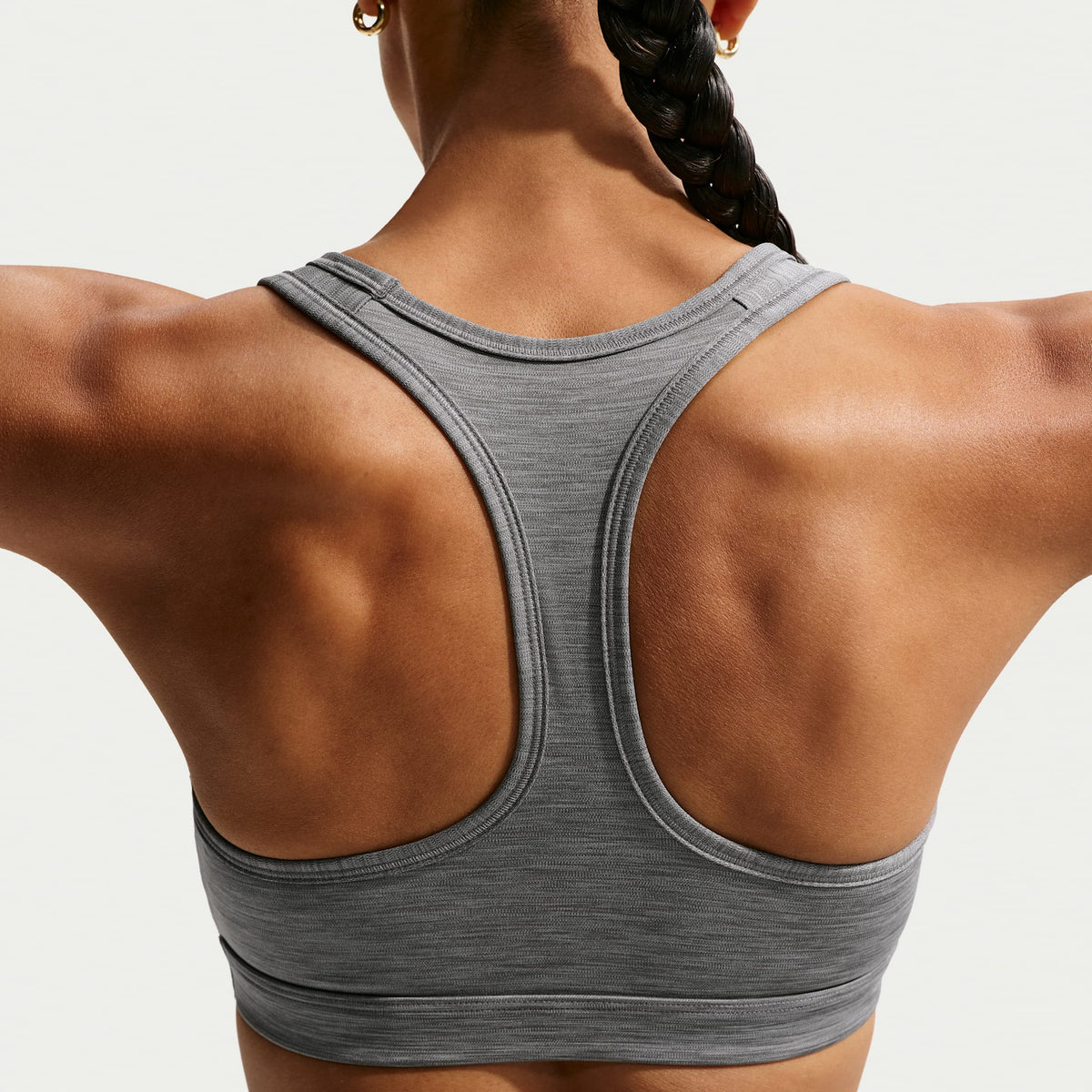 Women's Swoosh Medium Support Padded Sports Bra 086 SmokeGrey/Pure/White outsole