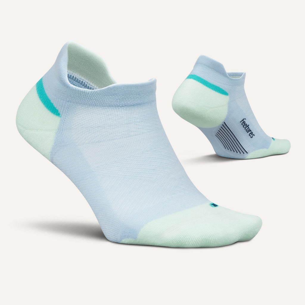 Feetures! Elite Max Cushion No Show Glacier Mist pair angle
