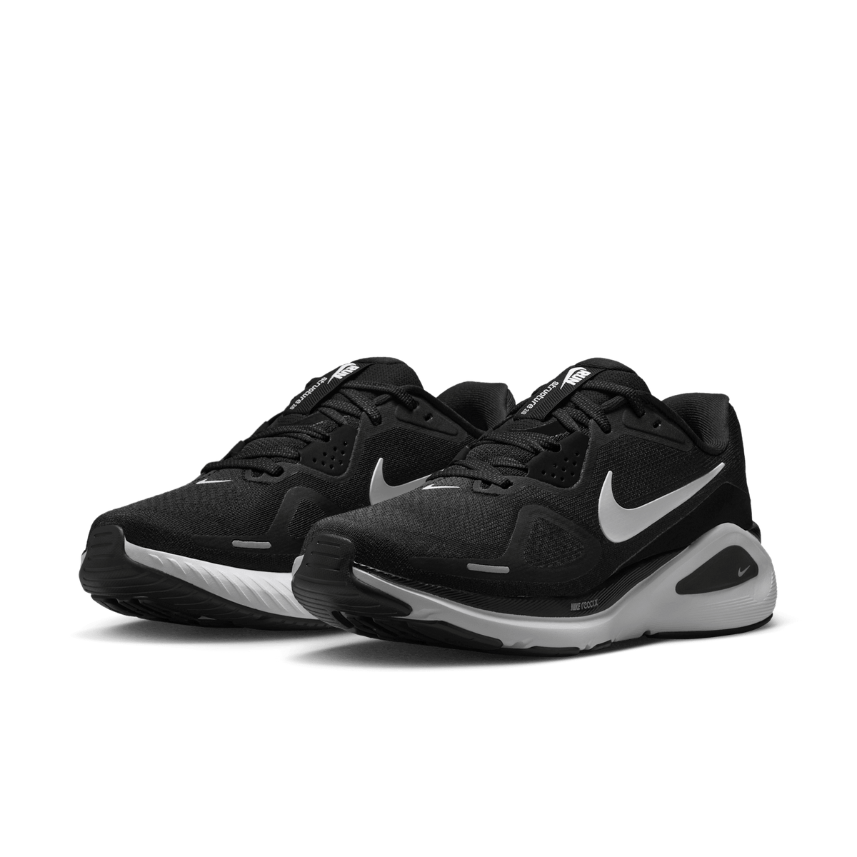 Nike Women's Structure 26 003 Black/White-CoolGrey-MetallicSilver pair angle