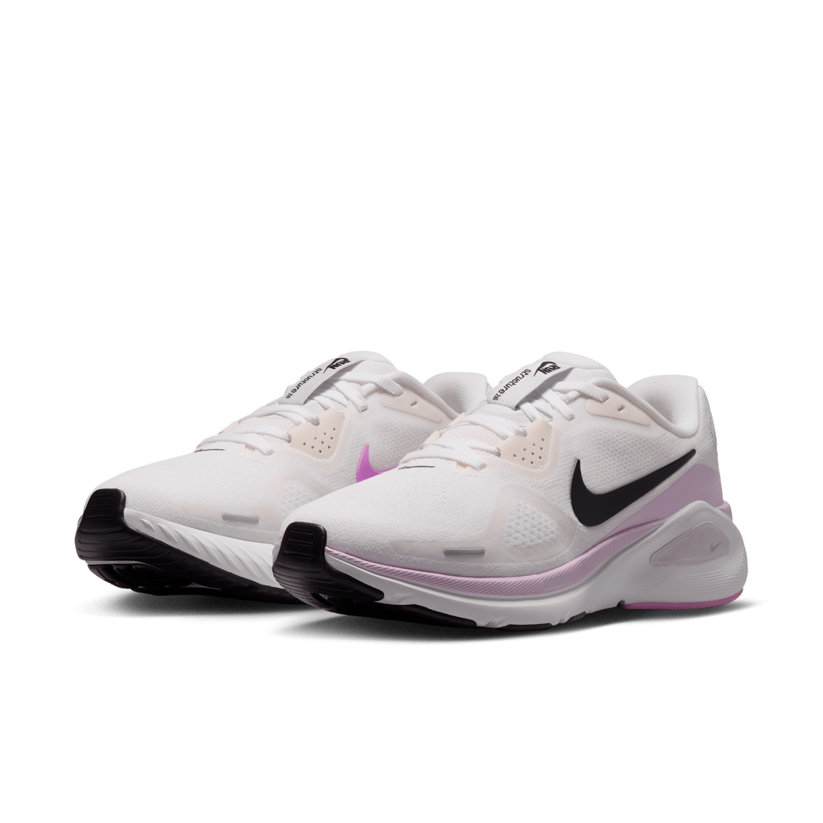 Nike Women's Structure 26 107 White/Black-BleachedLilac-LtMagenta pair angle