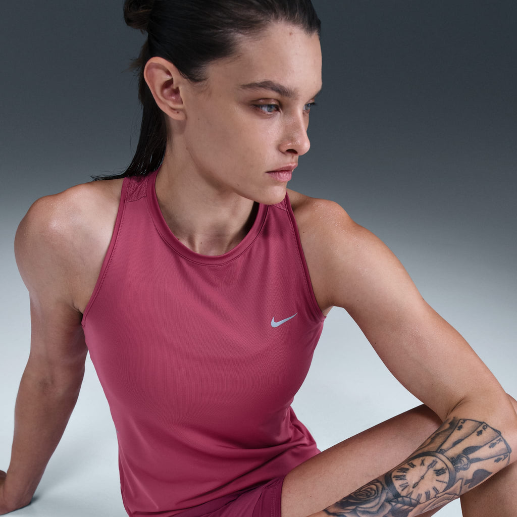 Nike Women's Dri-FIT Running Tank Top 634 Sweet Beet/reflective Silv medial