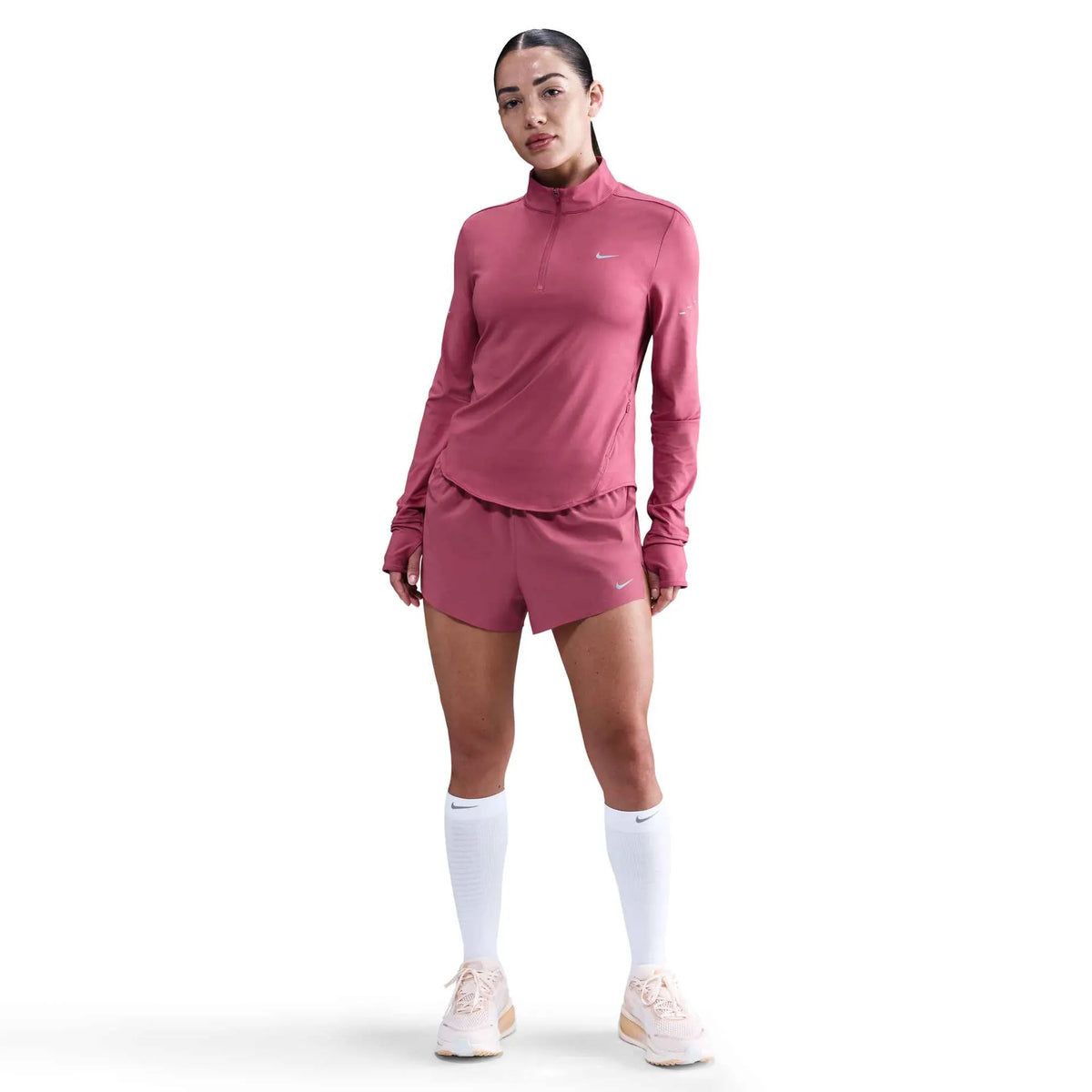 Nike Women's Dri-FIT Mid-Rise 2.5" Brief-Lined Running Shorts 634 Sweet Beet/reflective Silv