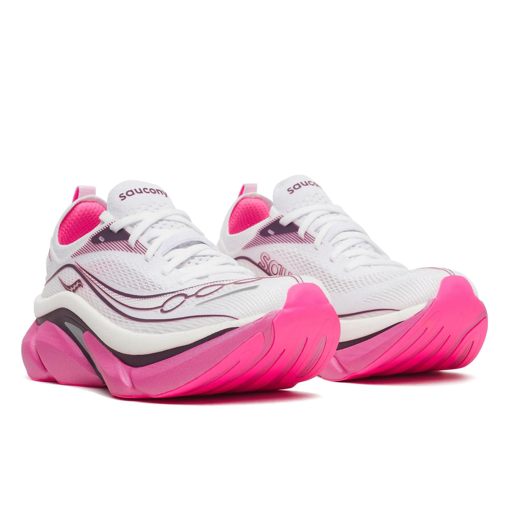 Saucony Unisex Endorphin Elite 3 1024 White/Eggpla pair angle