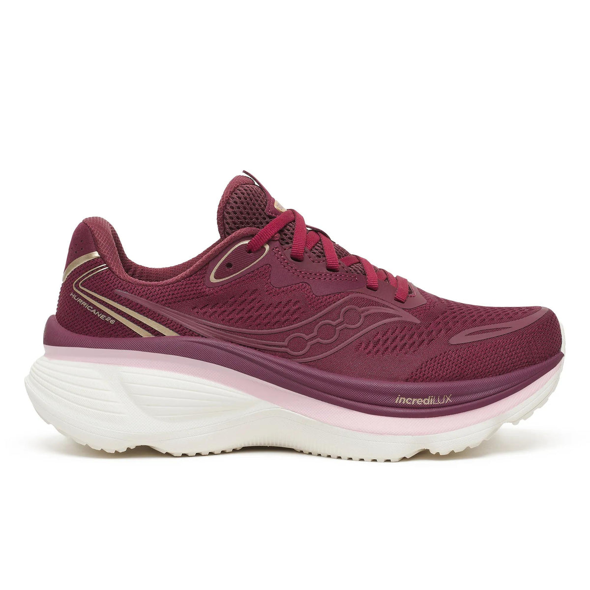 Saucony Women's Hurricane 26 1013 Maroon/Silk lateral