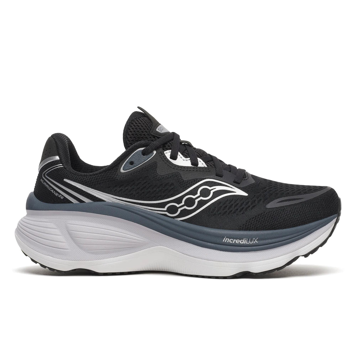 Saucony Women's Hurricane 26 1015 Black/Silver lateral
