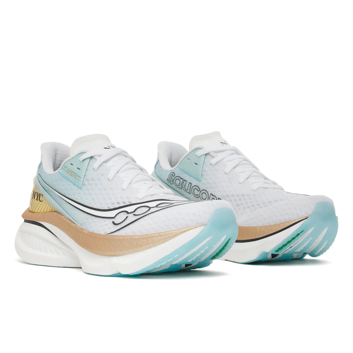 Saucony Women's Endorphin Azura 1038 White/Gold pair angle