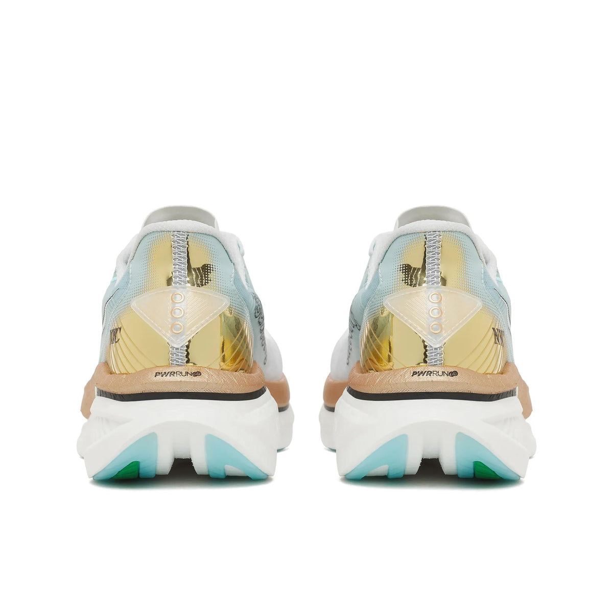 Saucony Women's Endorphin Azura 1038 White/Gold heel