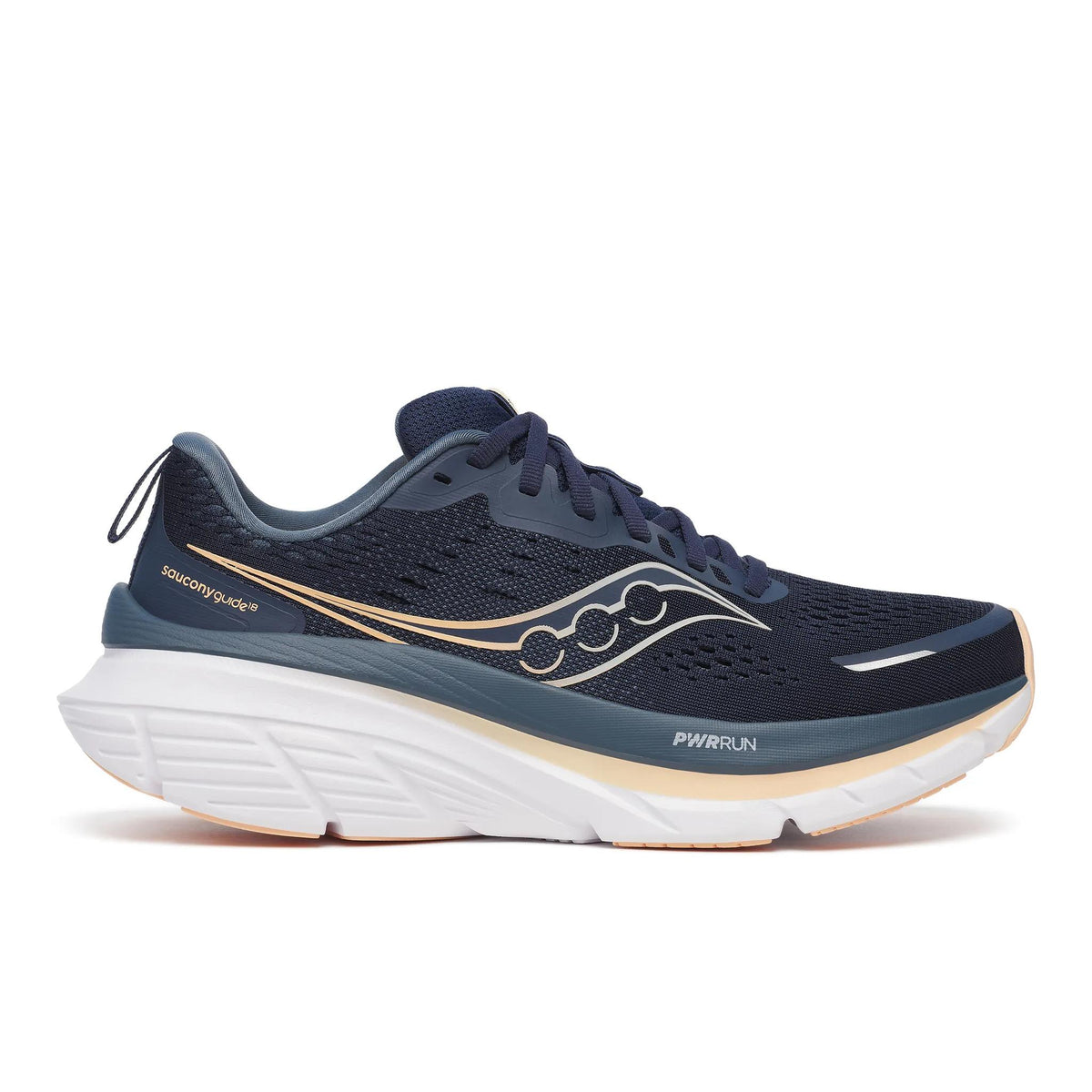 Saucony Women's Guide 18 162 Navy/Apricot lateral