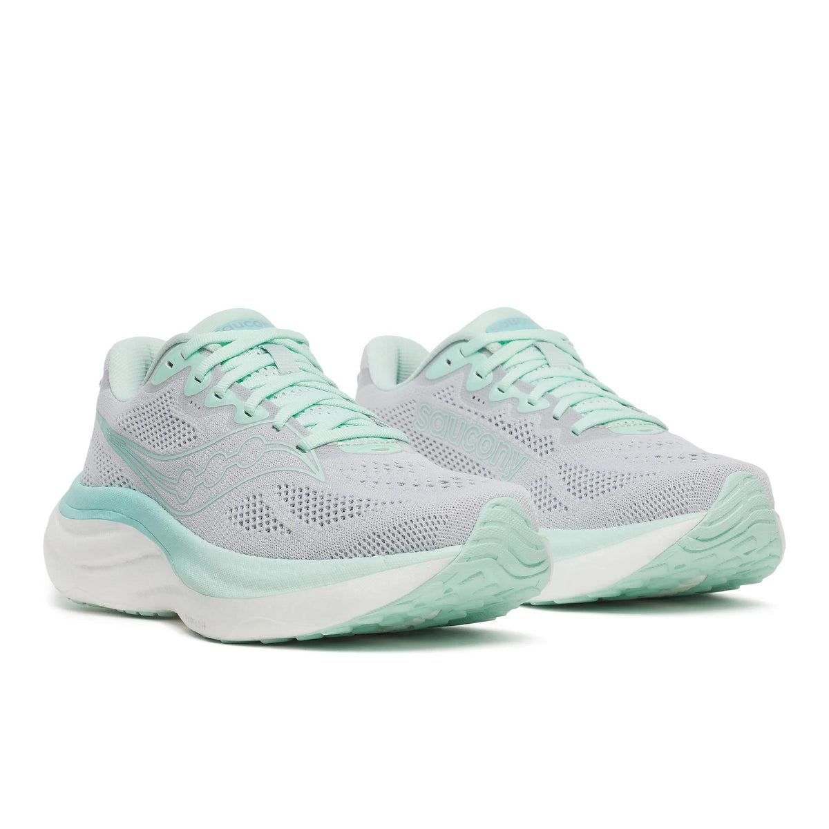 Saucony Women's Ride 19 120 Cloud/Aqua pair angle